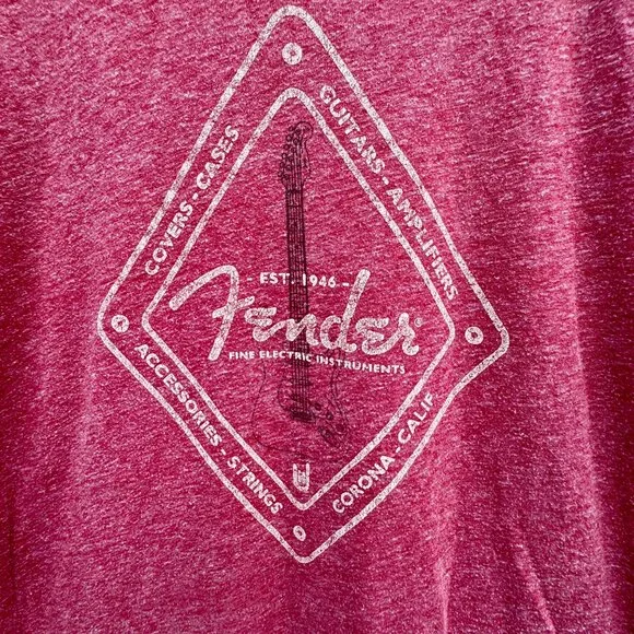 Lucky Brand x Fender T-Shirt Adult Large Heather Red Casual Grunge - Picture 3 of 8